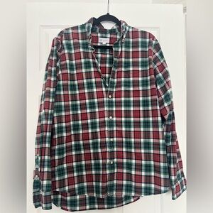 GAP Men's Casual Red and Green Plaid Shirt